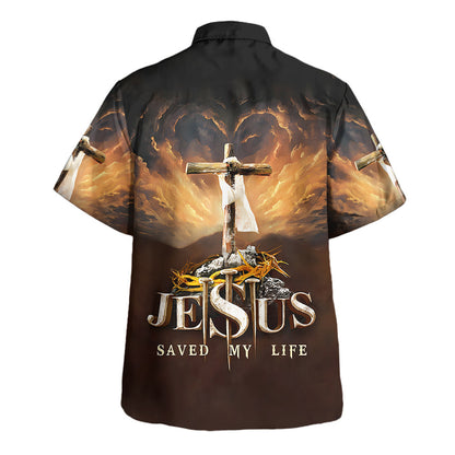 Jesus Saved My Life Cross Crown Of Thorns Hawaiian Shirt For Men And Women - Religion Hawaiian Shirts