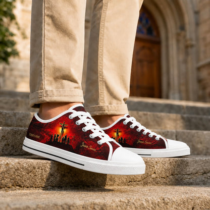 Jesus Saves Crucifixion Classic Personalized Low Top Shoes Life style    