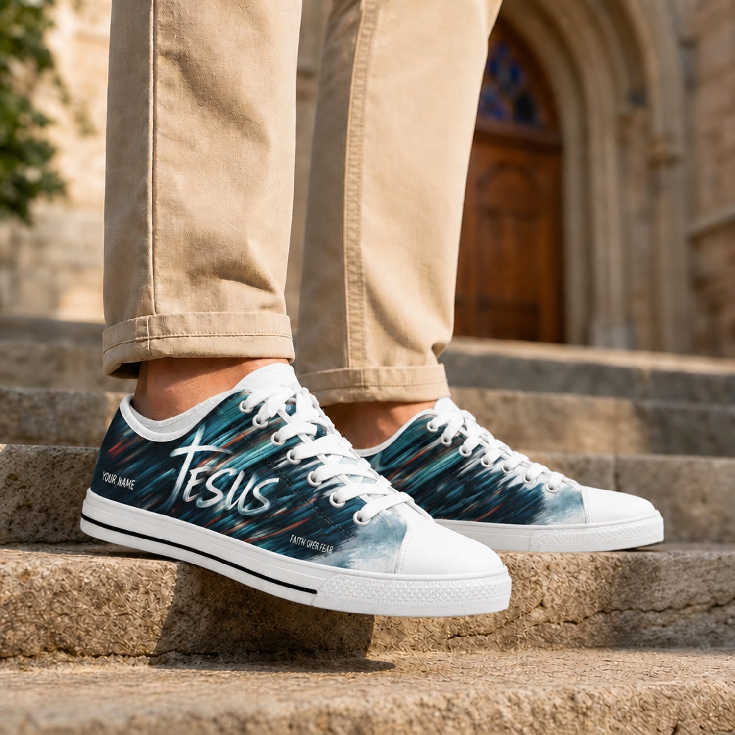 Jesus Script Design Graphic Personalized Low Top Shoes Life style    