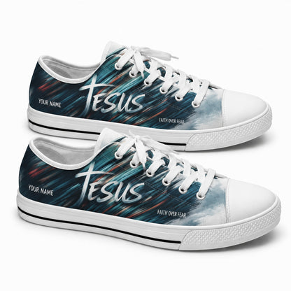Jesus Script Design Graphic Personalized Low Top Shoes        
