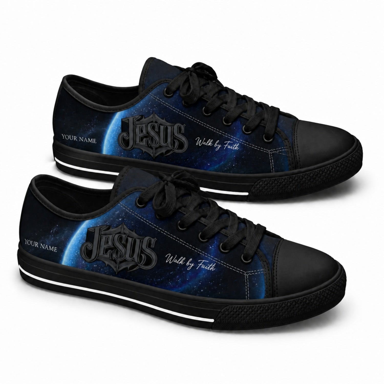 Jesus Shoes Graphic Low Top Shoes black shoes        