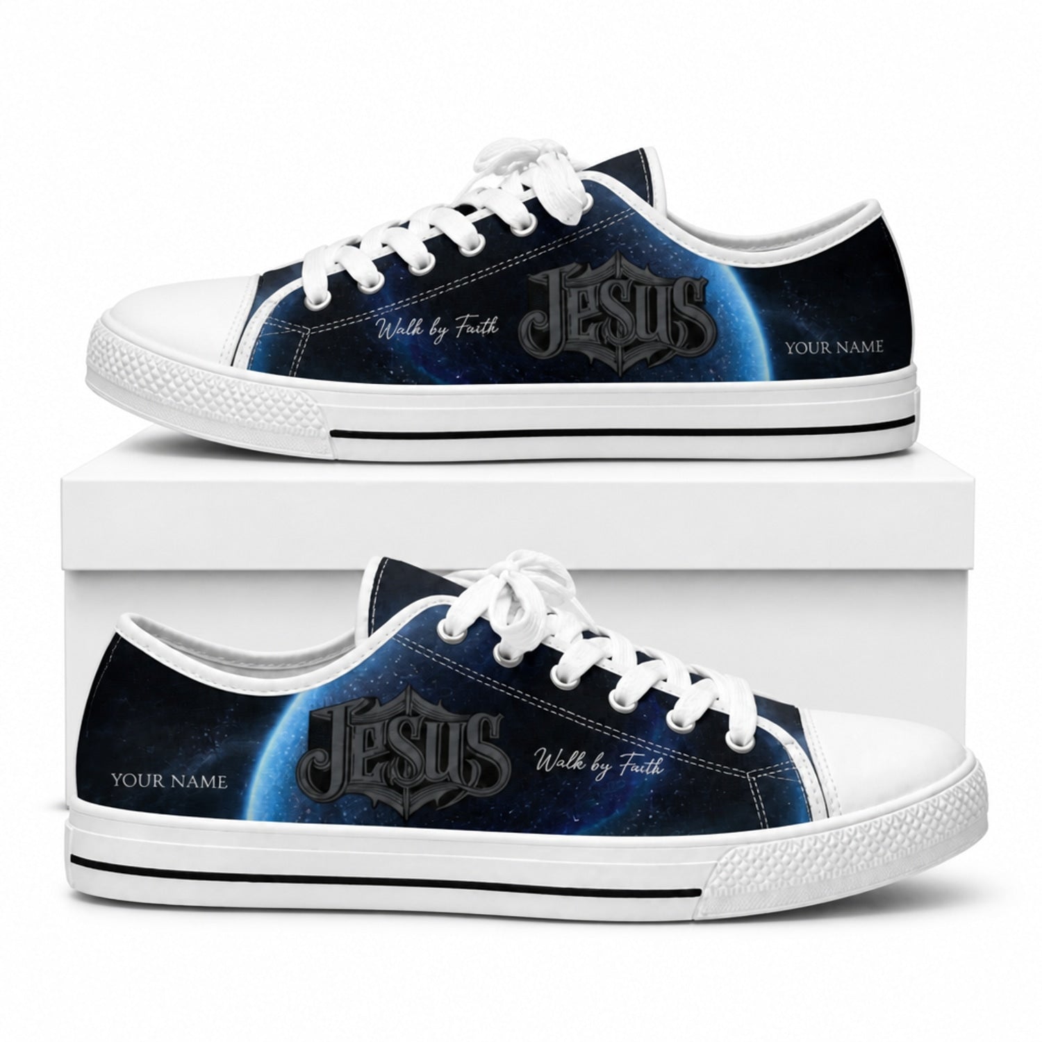 Jesus Shoes Graphic Low Top Shoes box white        