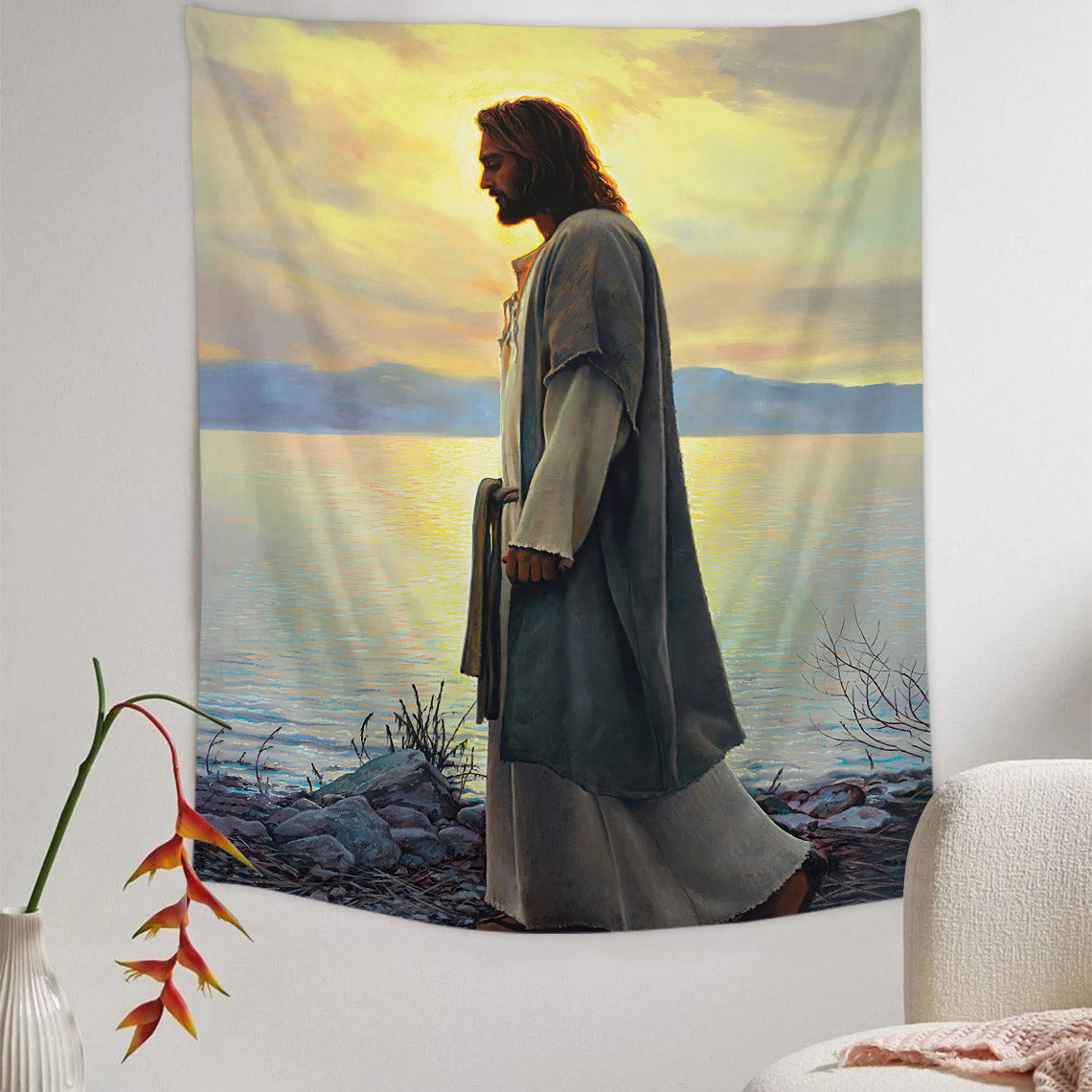 Jesus Walk With Me Tapestry - Bible Verse Tapestry