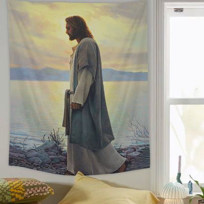 Jesus Walk With Me Tapestry - Bible Verse Tapestry