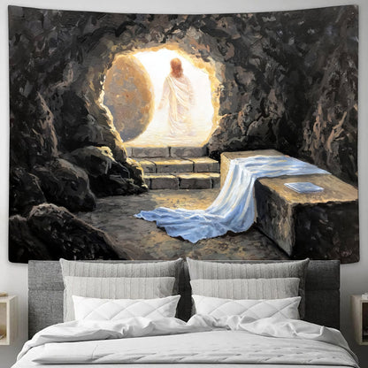 Jesus Walking Out From The Tomb Tapestry - Christian Tapestry Wall Hanging