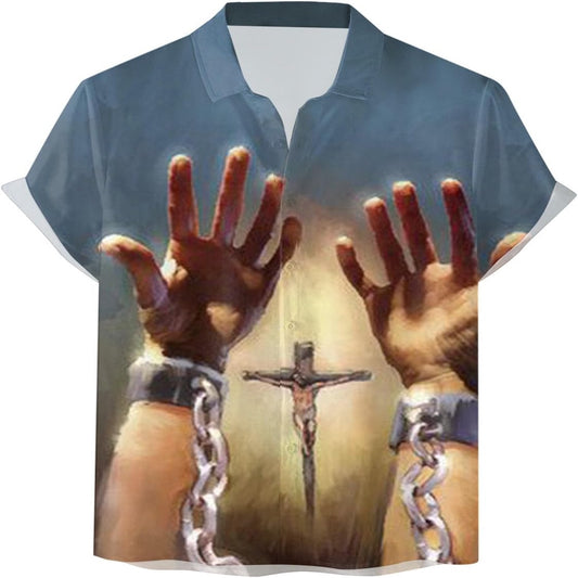 Jesus's Hand On The Cross Christian Hawaiian Shirt - Hawaiian Beach Shirts for Men Women