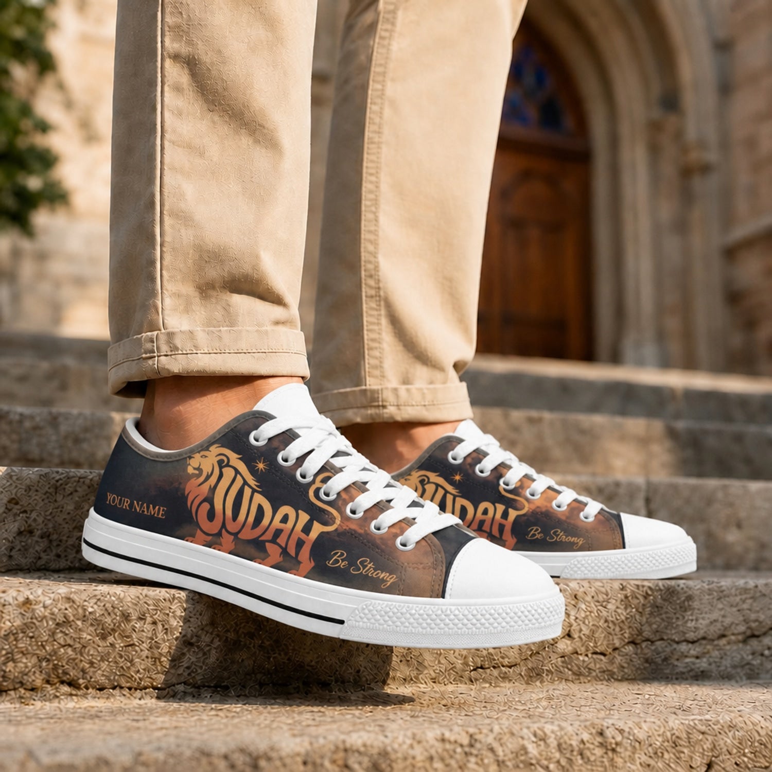 Judah Lion Design Graphic Custom Low Top Shoes Life style    