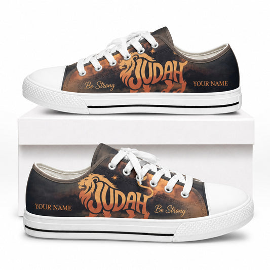 Judah Lion Design Graphic Custom Low Top Shoes box white    