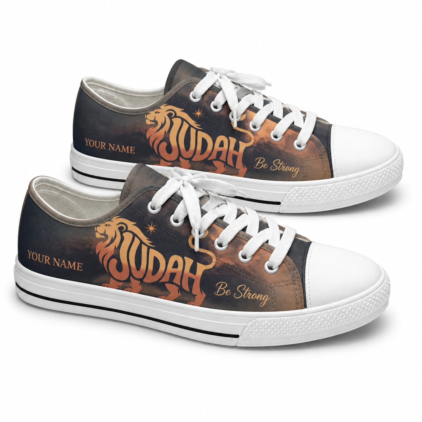 Judah Lion Design Graphic Custom Low Top Shoes        