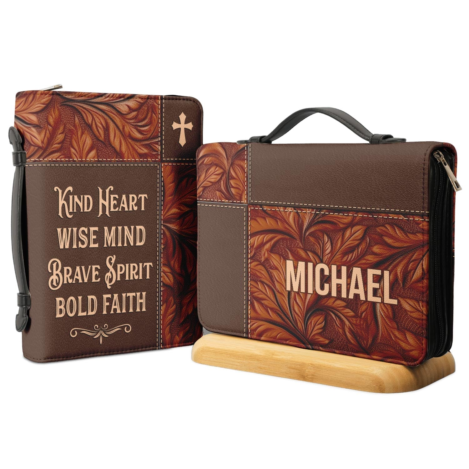 Kind Heart Wise Mind Brave Spirit Bold Faith Personalized Bible Cover - Christian Bible Covers For Women