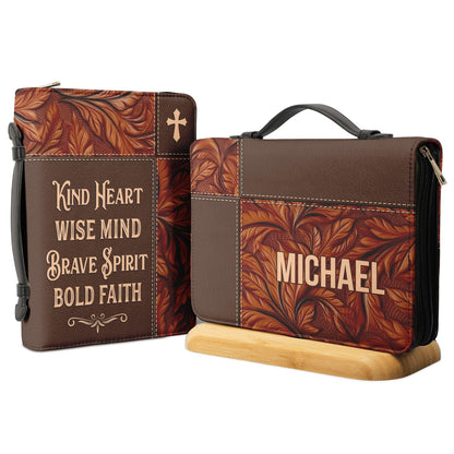 Kind Heart Wise Mind Brave Spirit Bold Faith Personalized Bible Cover - Christian Bible Covers For Women