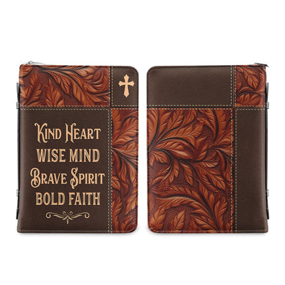 Kind Heart Wise Mind Brave Spirit Bold Faith Personalized Bible Cover - Christian Bible Covers For Women