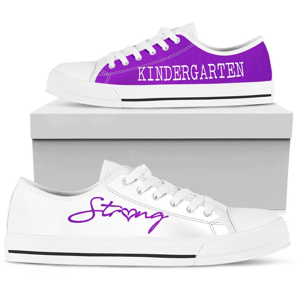Kindergarten Strong Purple White Shoes, Teacher Shoes, Low Top Sneakers