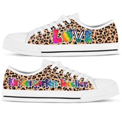 Kindergarten Teacher Leopard Love Low Top Shoes, Teacher Shoes, Low Top Sneakers