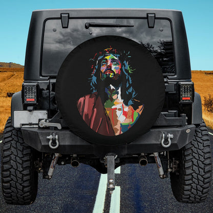 King Jesus Christ Sweet Face Image Spare Tire Cover - Religious Christian Spare Tire Cover