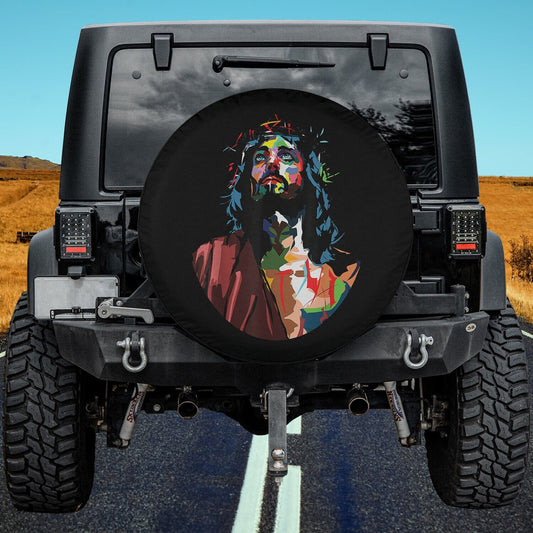 King Jesus Christ Sweet Face Image Spare Tire Cover - Religious Christian Spare Tire Cover