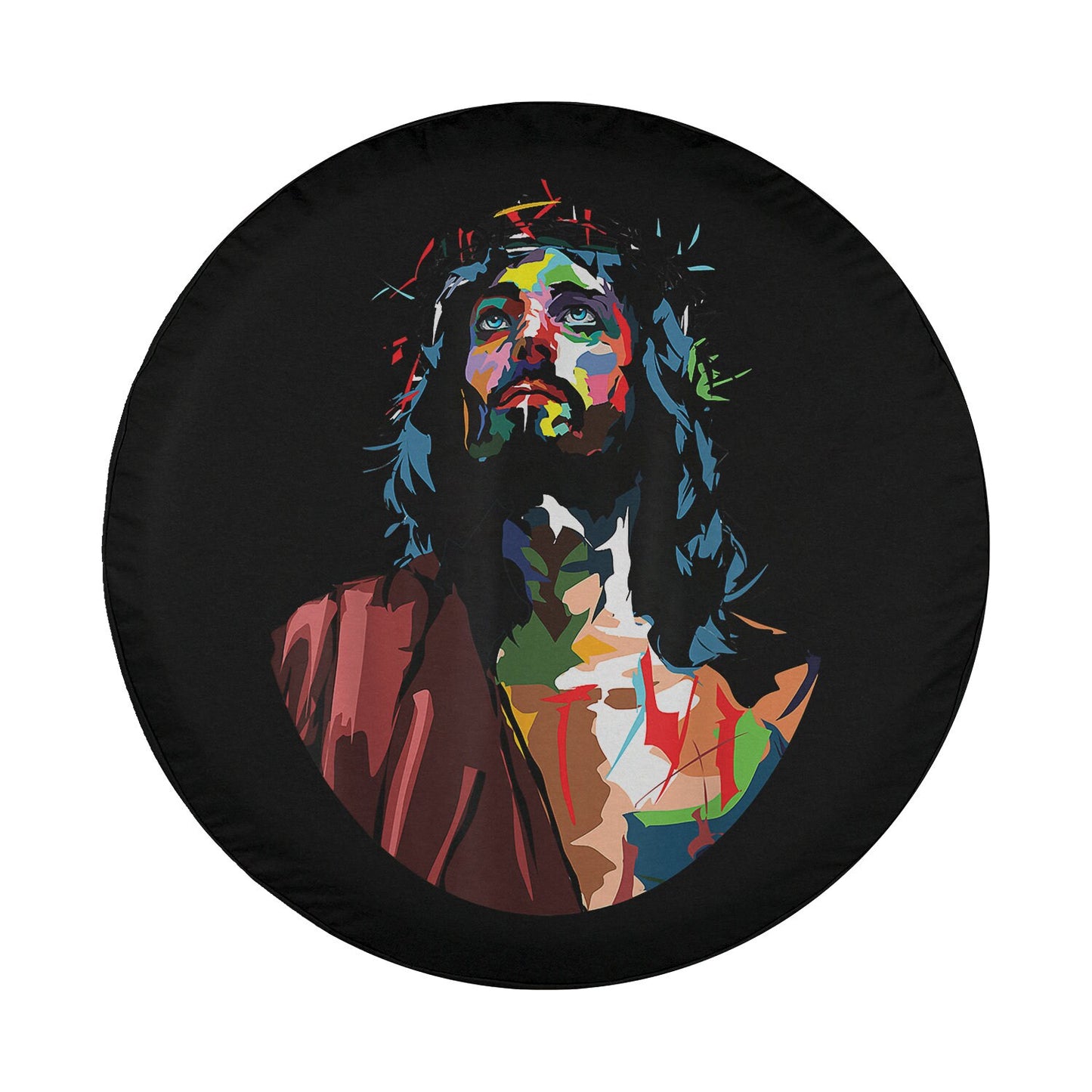 King Jesus Christ Sweet Face Image Spare Tire Cover - Religious Christian Spare Tire Cover