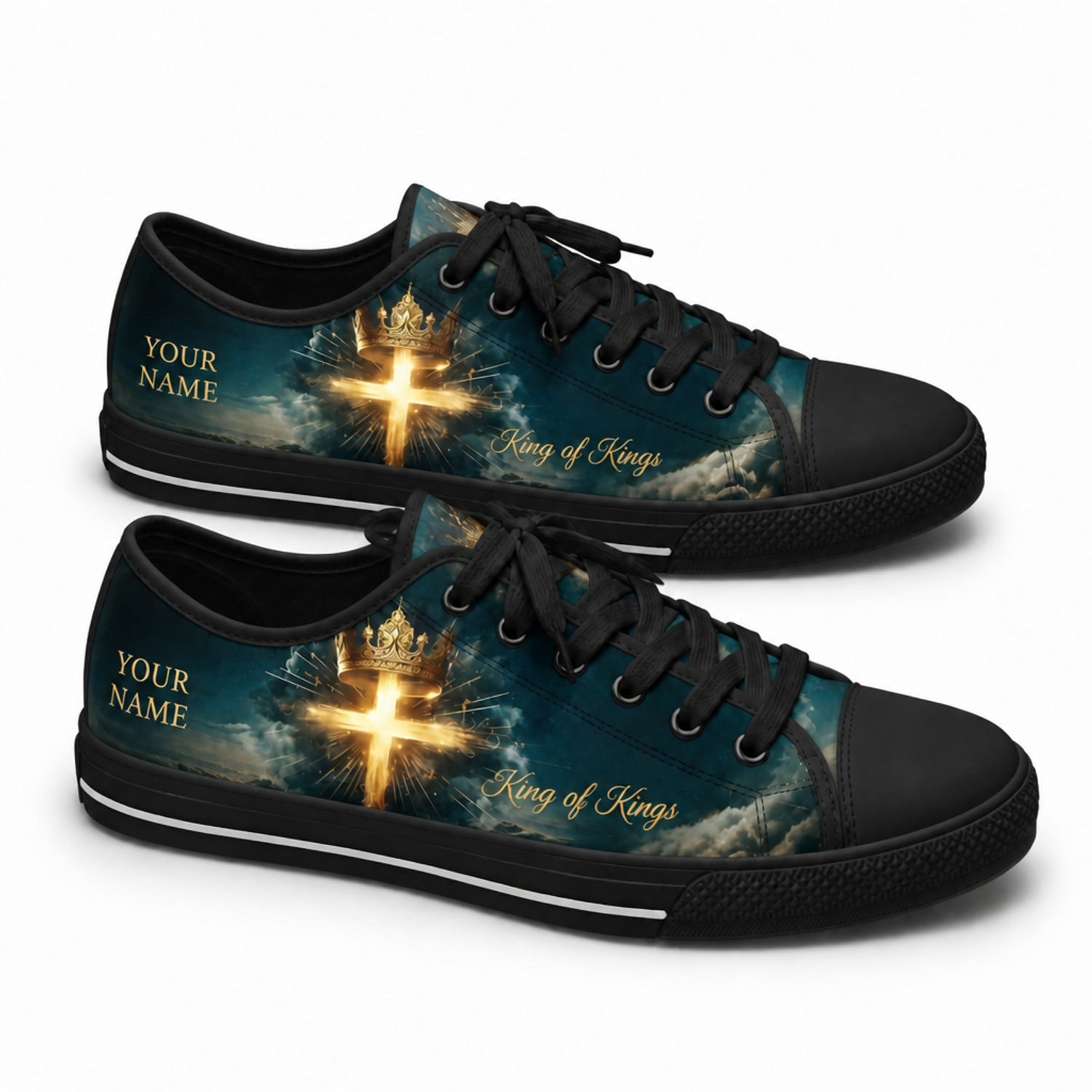 King Of Kings Cross Classic Personalized Low Top Shoes black shoes  