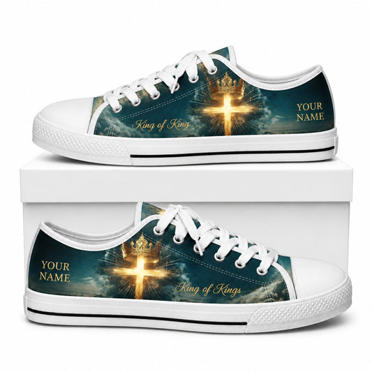 King Of Kings Cross Classic Personalized Low Top Shoes box white  