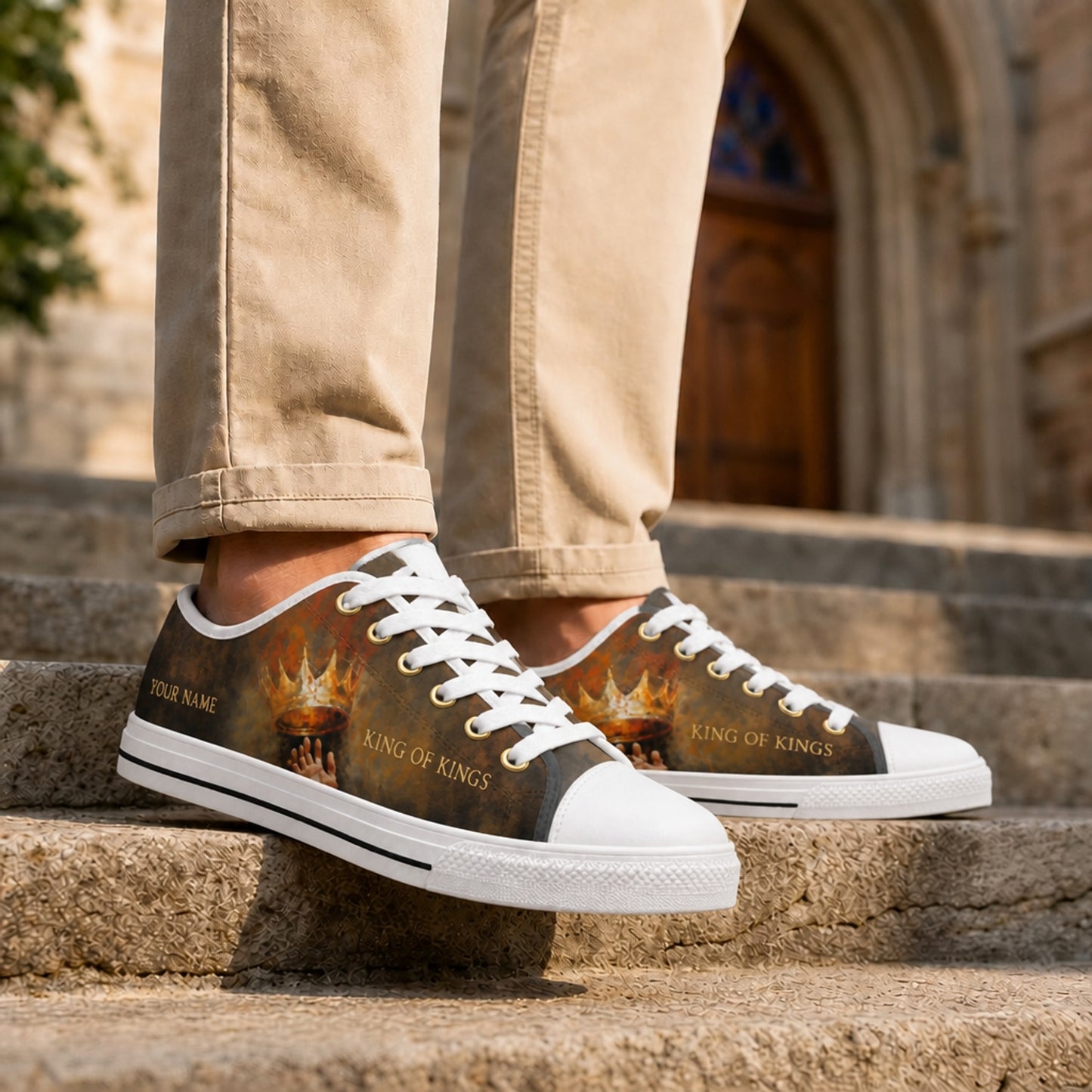 King Of Kings Design Graphic Low Top Shoes Life style    