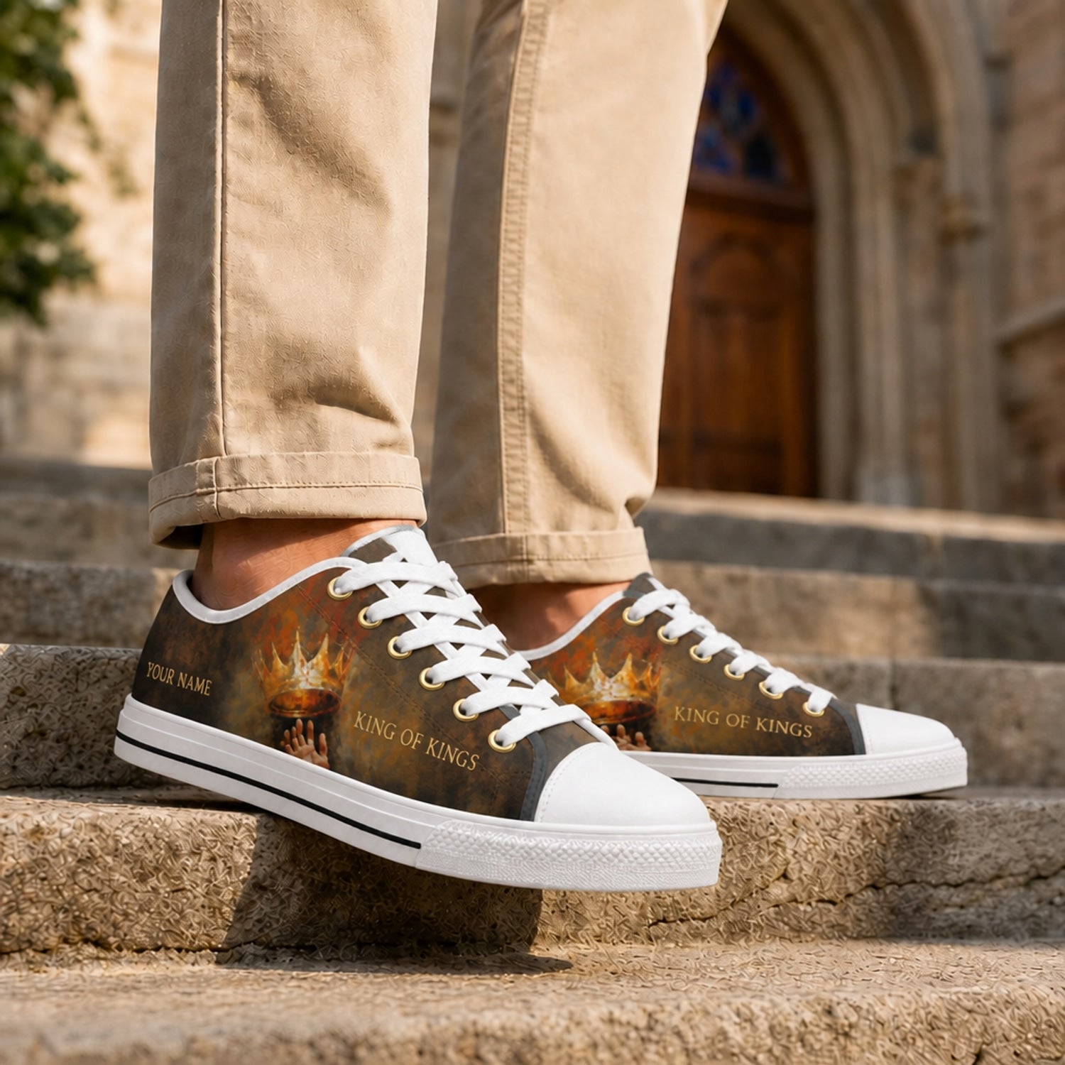 King Of Kings Design Graphic Low Top Shoes Life style    