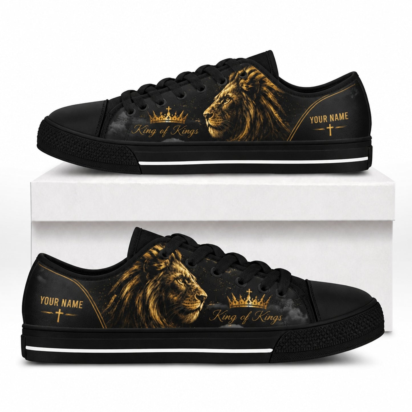 King Of Kings Lion Classic Low Top Shoes box black    