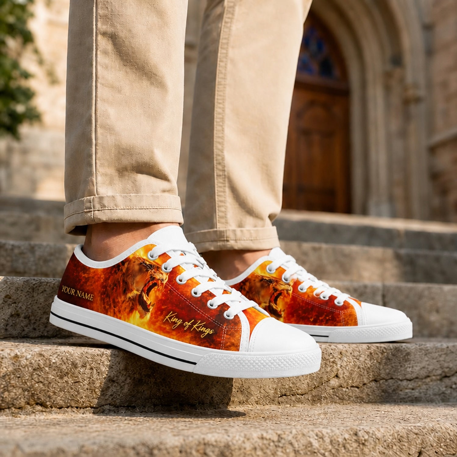 King Of Kings Lion Graphic Low Top Shoes Life style    