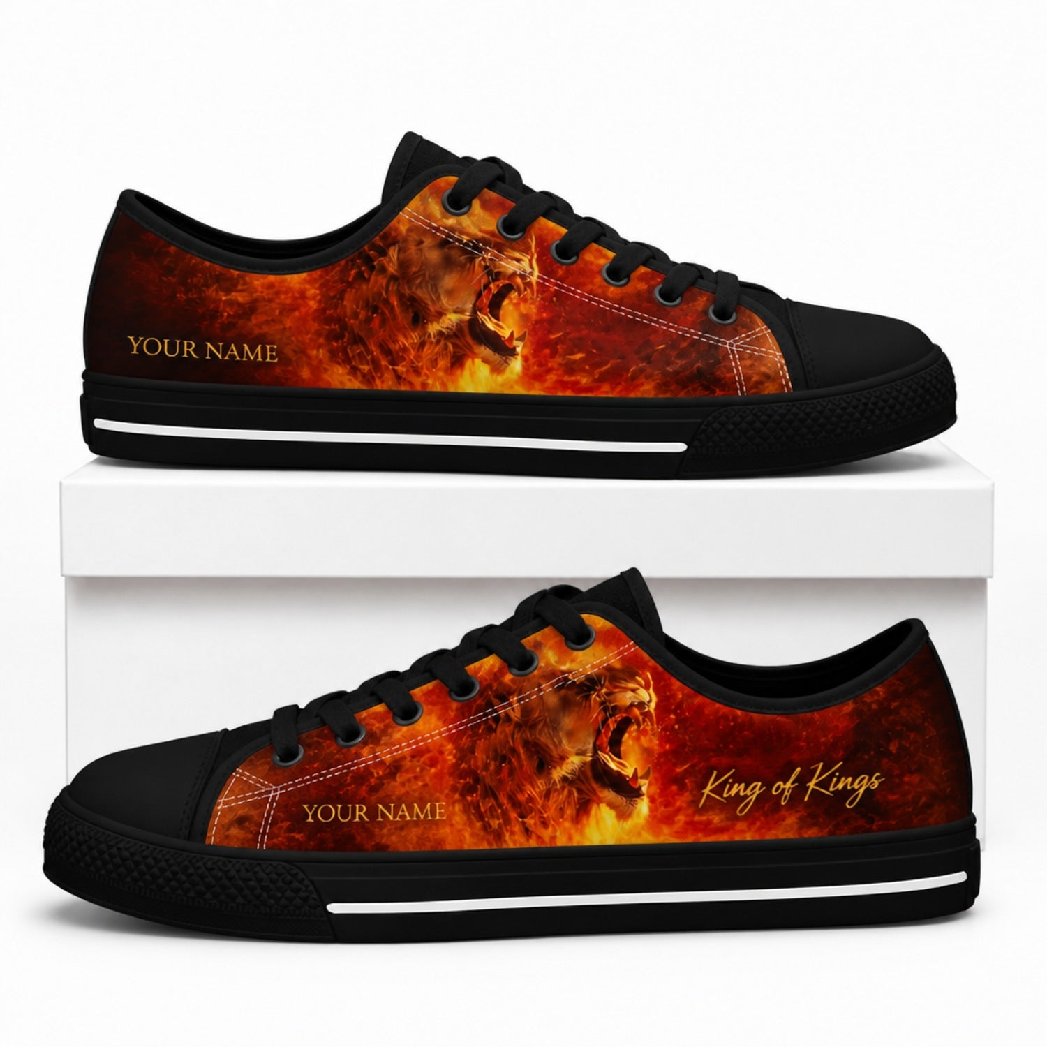King Of Kings Lion Graphic Low Top Shoes box black    