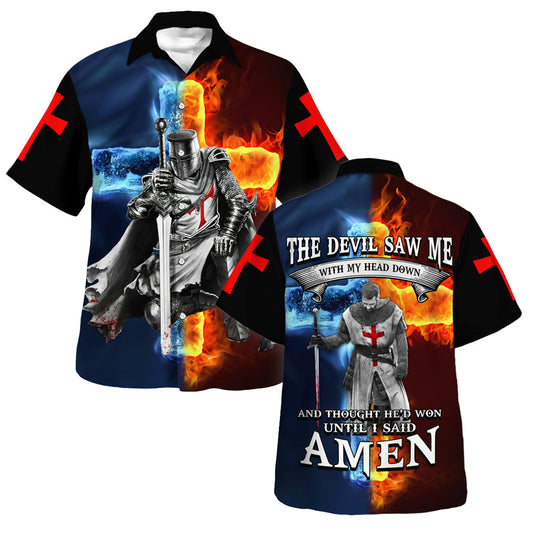 Knight Templar The Devil Saw Me Hawaiian Shirt For Men And Women - Religion Hawaiian Shirts