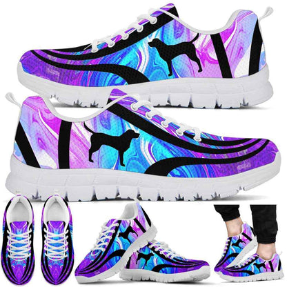 Labrador Sneaker, Labrador Dog Lovers Blue Purple Wave Sneakers Gym Running Shoes Gift Women Men, Labrador Shoes