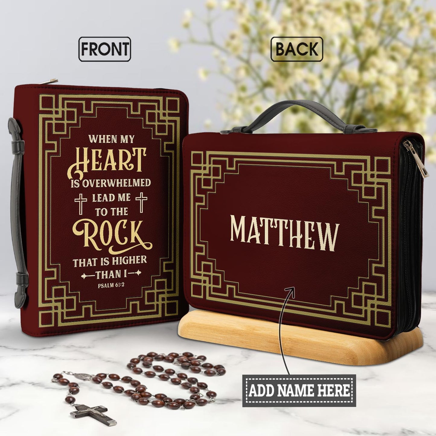 Lead Me To The Rock Than Is Higher That I Psalm 61 2 Personalized Bible Cover - Christian Bible Covers For Women