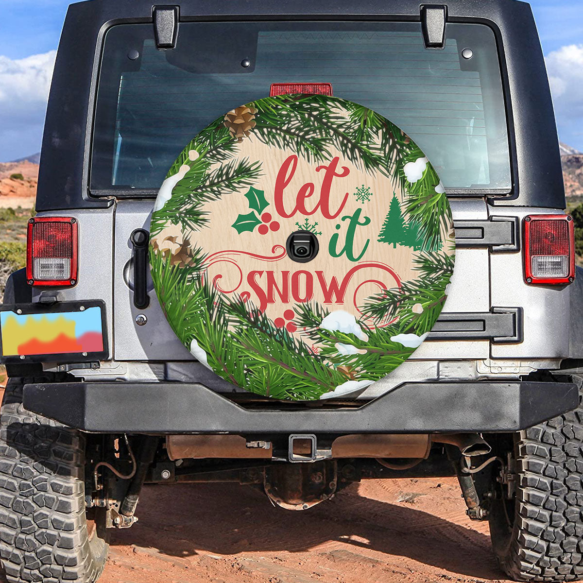 Let It Snow Christmas Wreath Spare Tire Cover - Christian Tire Cover