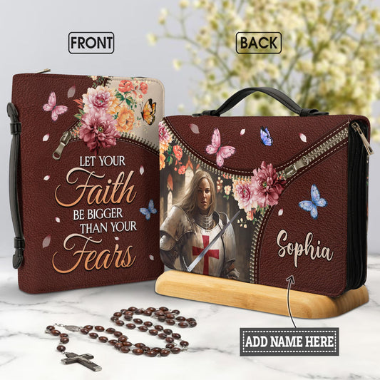 Let Your Faith Be Bigger Than Your Fear Knights Templar Personalized Bible Cover - Christian Bible Covers For Women
