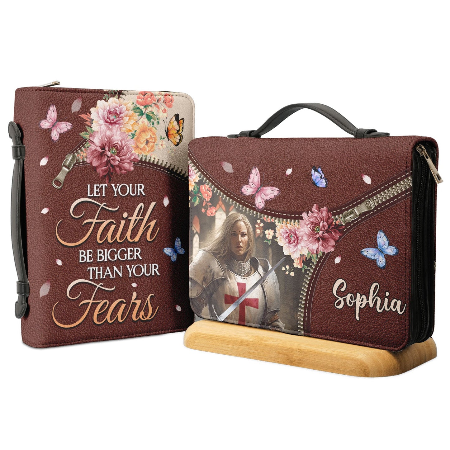 Let Your Faith Be Bigger Than Your Fear Knights Templar Personalized Bible Cover - Christian Bible Covers For Women