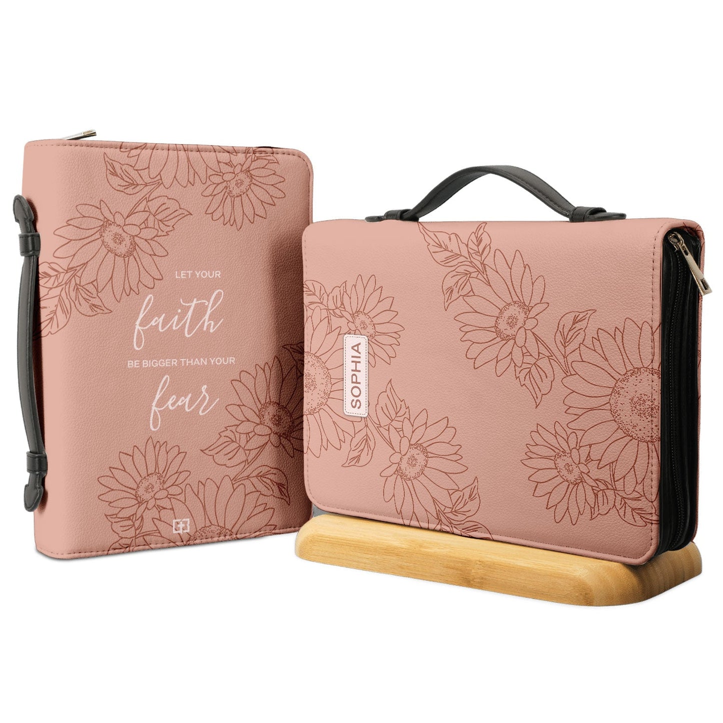 Let Your Faith Be Bigger Than Your Fear Sunflower Personalized Bible Cover - Christian Bible Covers For Women
