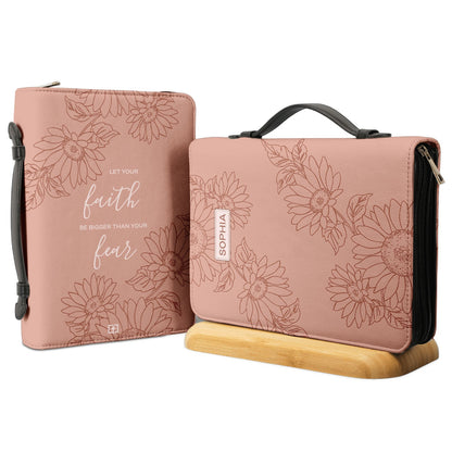 Let Your Faith Be Bigger Than Your Fear Sunflower Personalized Bible Cover - Christian Bible Covers For Women