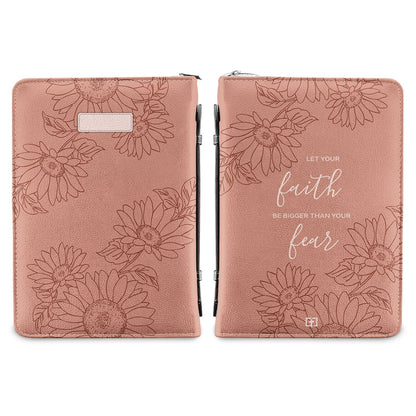 Let Your Faith Be Bigger Than Your Fear Sunflower Personalized Bible Cover - Christian Bible Covers For Women