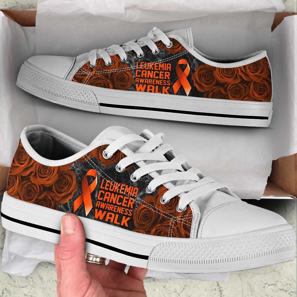 Leukemia Cancer Shoes Awareness Walk Low Top Shoes, Breast Cancer Awareness Shoes