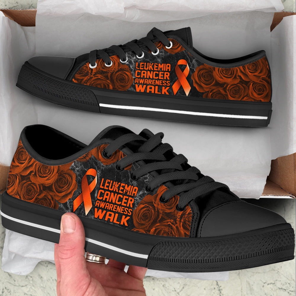 Leukemia Cancer Shoes Awareness Walk Low Top Shoes, Breast Cancer Awareness Shoes