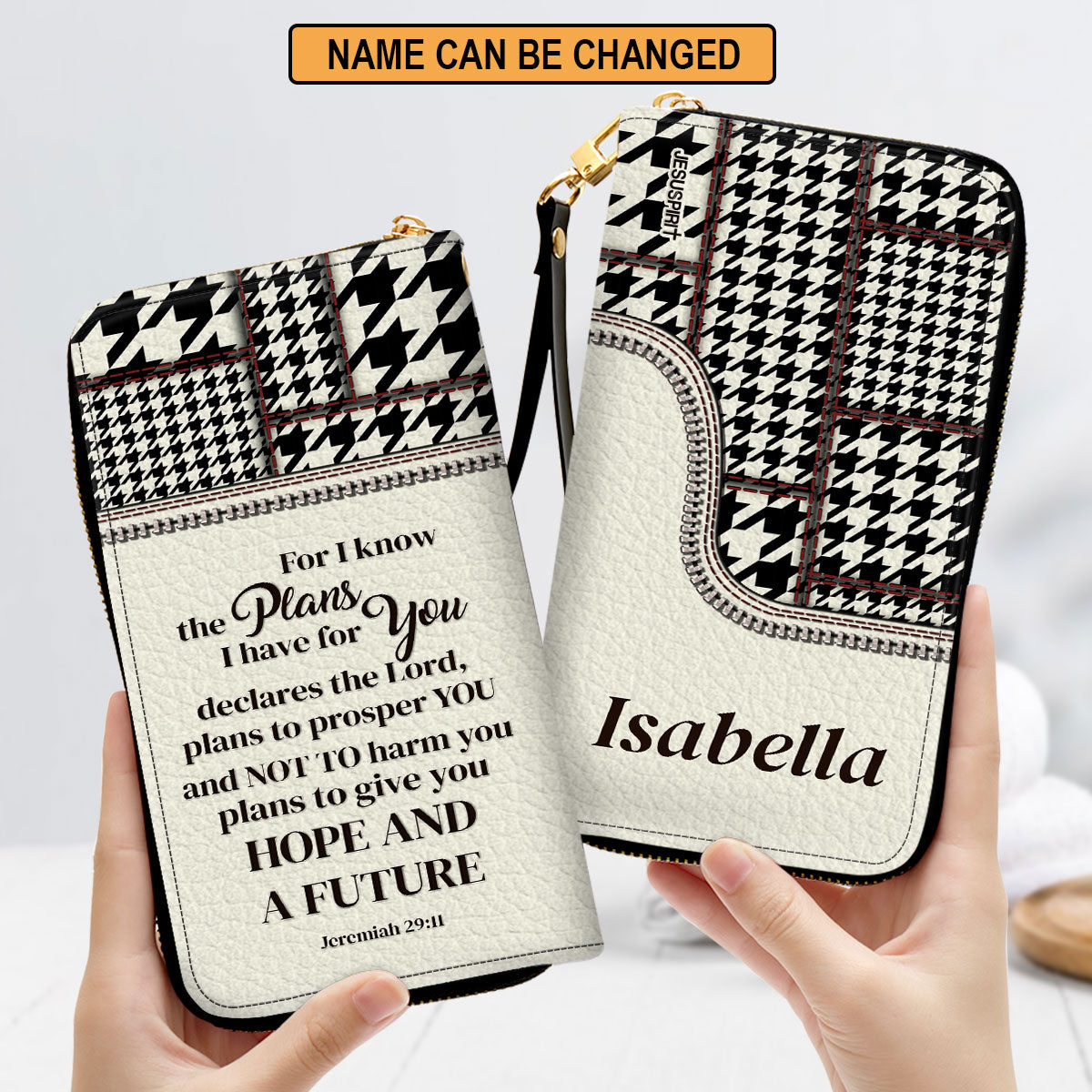 Life Is Good Because God Is Great Personalized Leather Clutch Purse For Christian Women - Christian Gifts For Religious Women