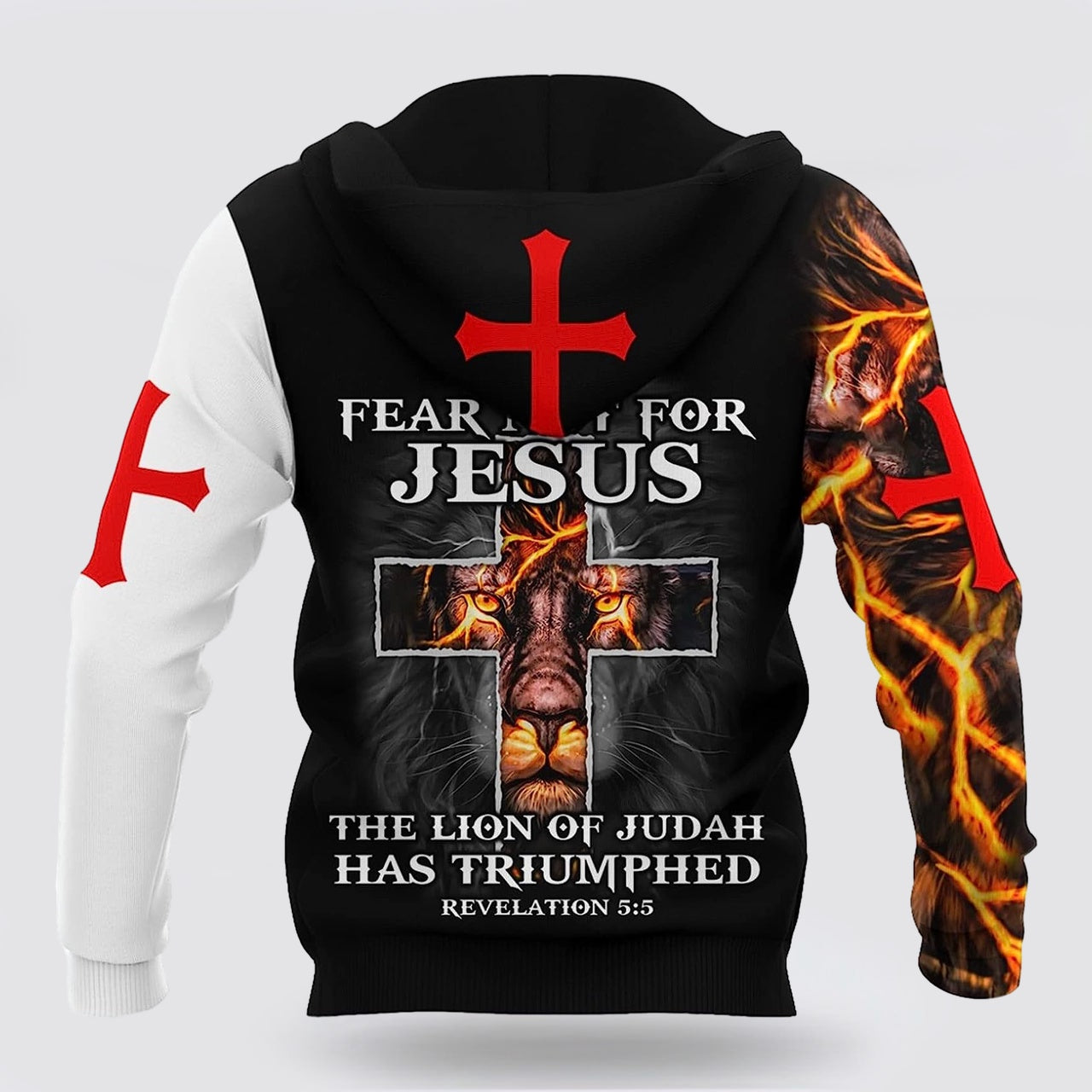 Lightning Lion And Jesus Cross 3d Hoodies For Women Men - Christian Apparel Hoodies