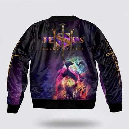 Lion Of Judah Jesus Saved My Life Bomber Jacket - Jesus Shirt for Men Women
