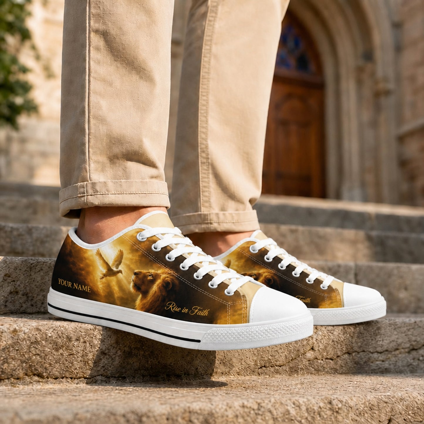 Lion And Dove Classic Personalized Low Top Shoes Life style    