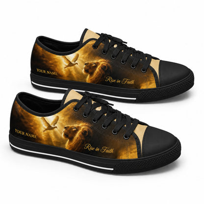 Lion And Dove Classic Personalized Low Top Shoes black shoes    