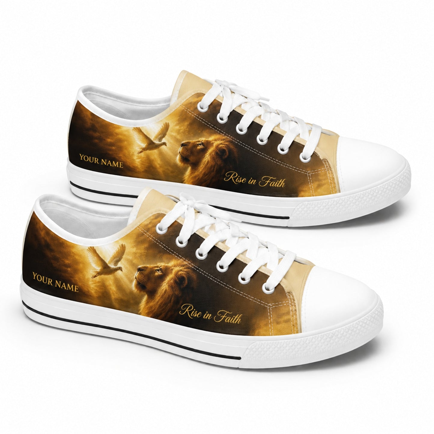 Lion And Dove Classic Personalized Low Top Shoes        