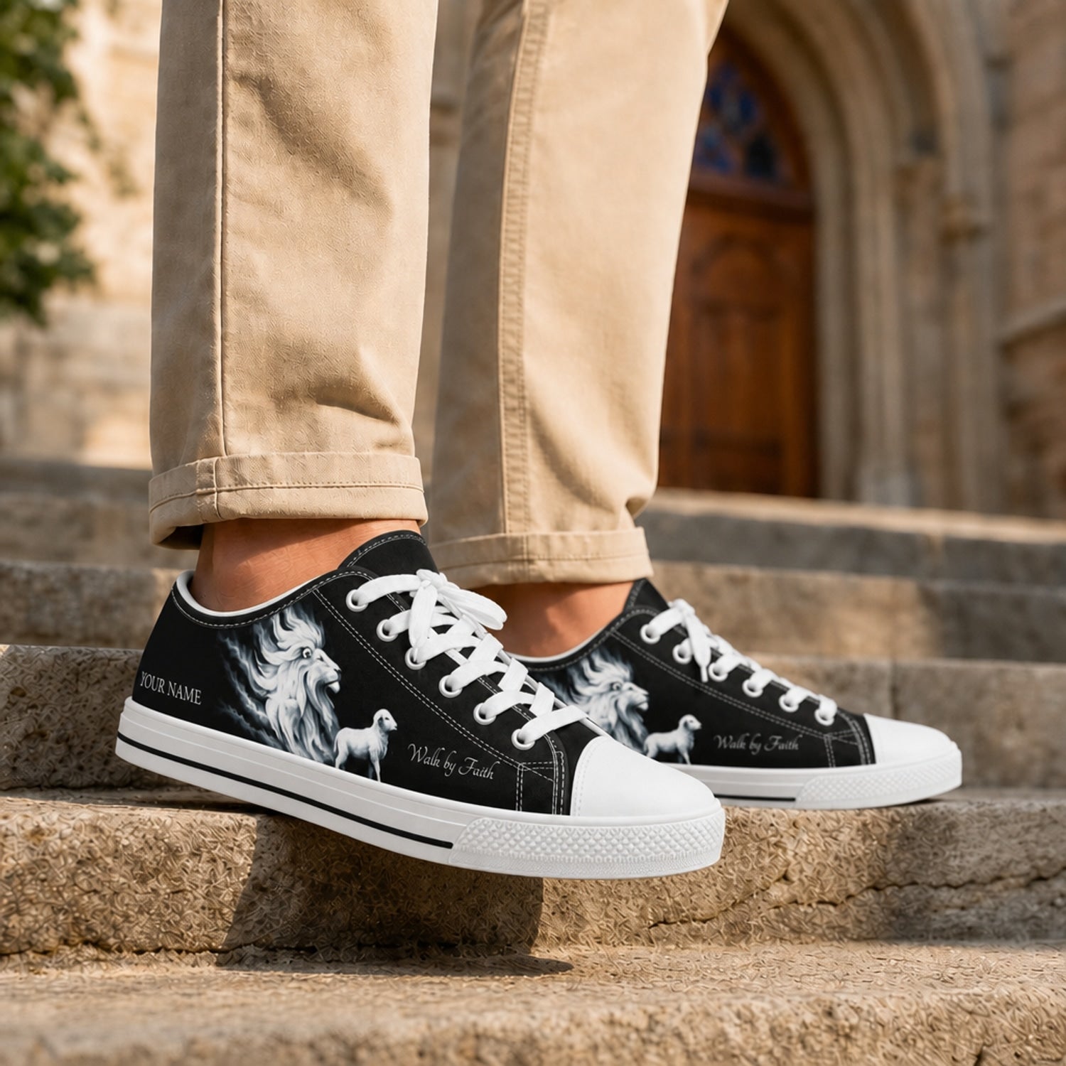 Lion And Lamb Classic Personalized Low Top Shoes Life style    