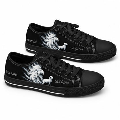 Lion And Lamb Classic Personalized Low Top Shoes black shoes    