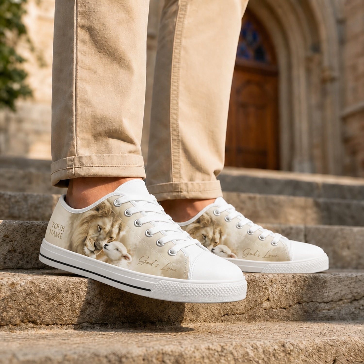 Lion And Lamb Graphic Low Top Shoes Life style      