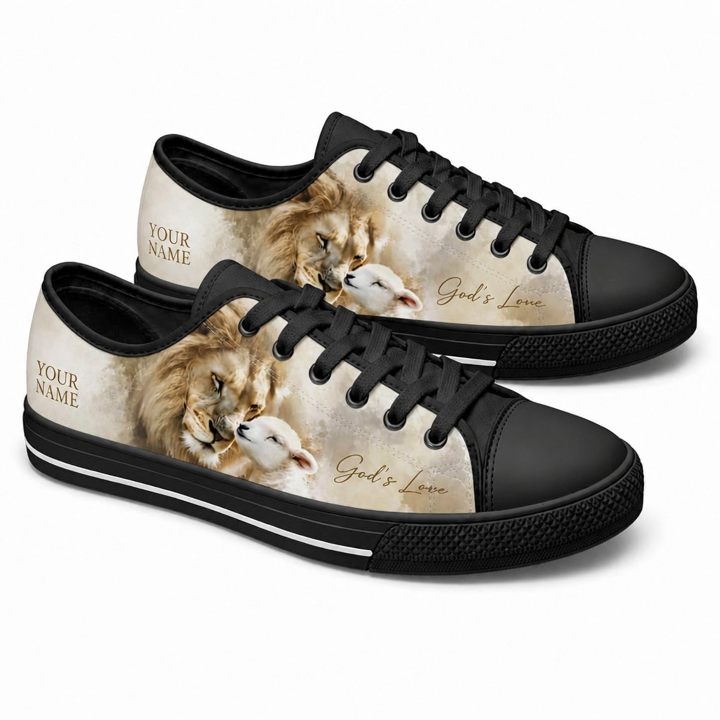 Lion And Lamb Graphic Low Top Shoes black shoes      