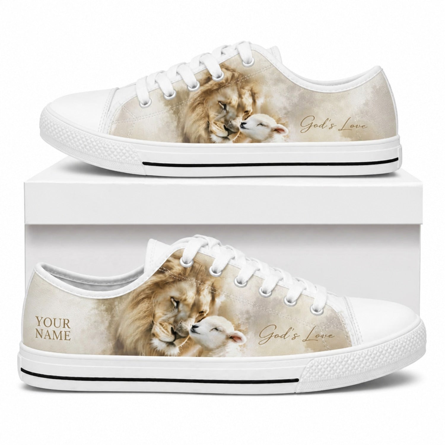 Lion And Lamb Graphic Low Top Shoes box white      